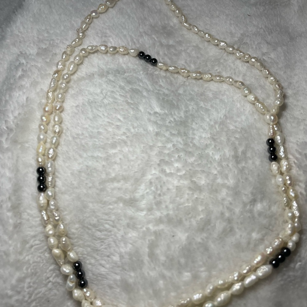 Freshwater Pearl and Black Accent Beaded Necklace - Women Jewelry